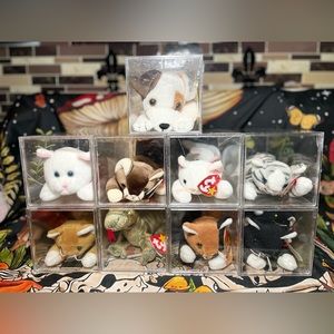 9 OG Retired Beanie Babies + OG Wishbone Dog Beanie + OG Full O’ Beans Beanie